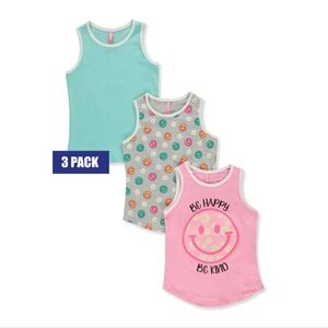 3-Pack ¹Dreamstar Girls'  Smile Tank Tops Dream star